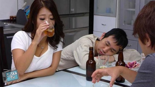 Satomi Suzuki - Cheating Wife, Satomi Suzuki, Sucks Dick Next To Her Drunk Husband