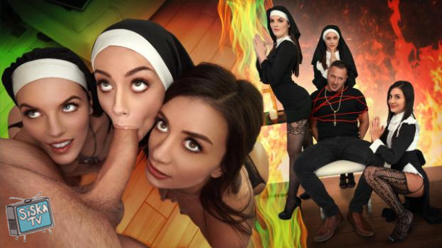 Natalie Brooks, Selena Love, Fiona Frost - Three Horny Nuns Fuck the Devil Out of Him