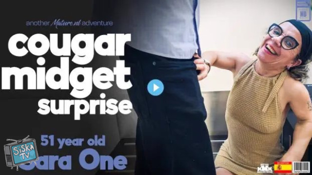 Sara One - Sara One is a mature midget who fucks the lobby toyboy as a surprise arranged by her friend Yelena