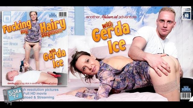 Gerda Ice - Toyboy fucking his hairy stepmom Gerda Ice in the bedromm after being caught jerking off