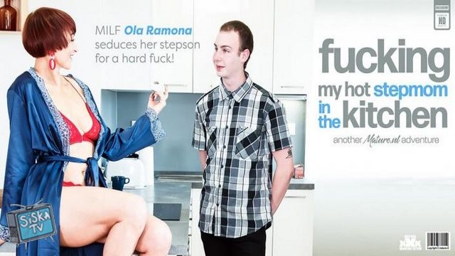 Ola Ramona - Seduced to fuck my hot perfect ass stepmom Ola Ramona in the kitchen while my dad